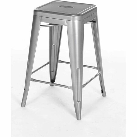 INTERION BY GLOBAL INDUSTRIAL Interion 24inH Steel Counter Height Stool, Silver, 4PK 695725-24-GY